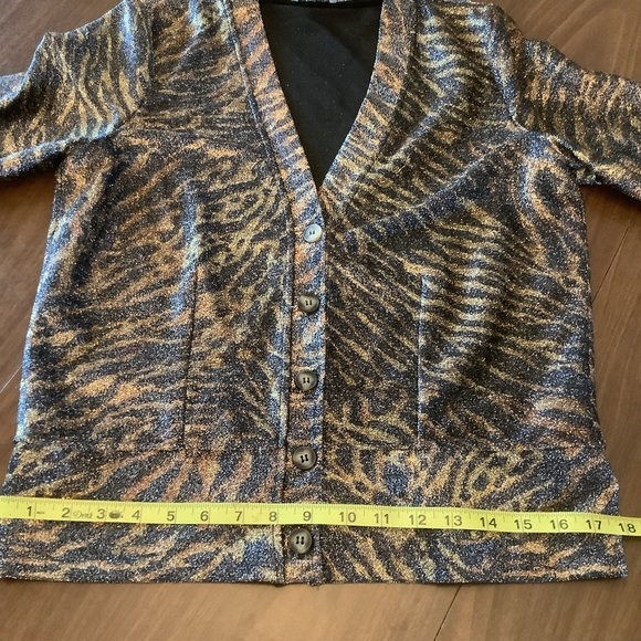 NWT GANNI Animal Leopard Print Metallic V-Neck Cardigan Sweater Size 40 EU/8 US - Picture 9 of 16
